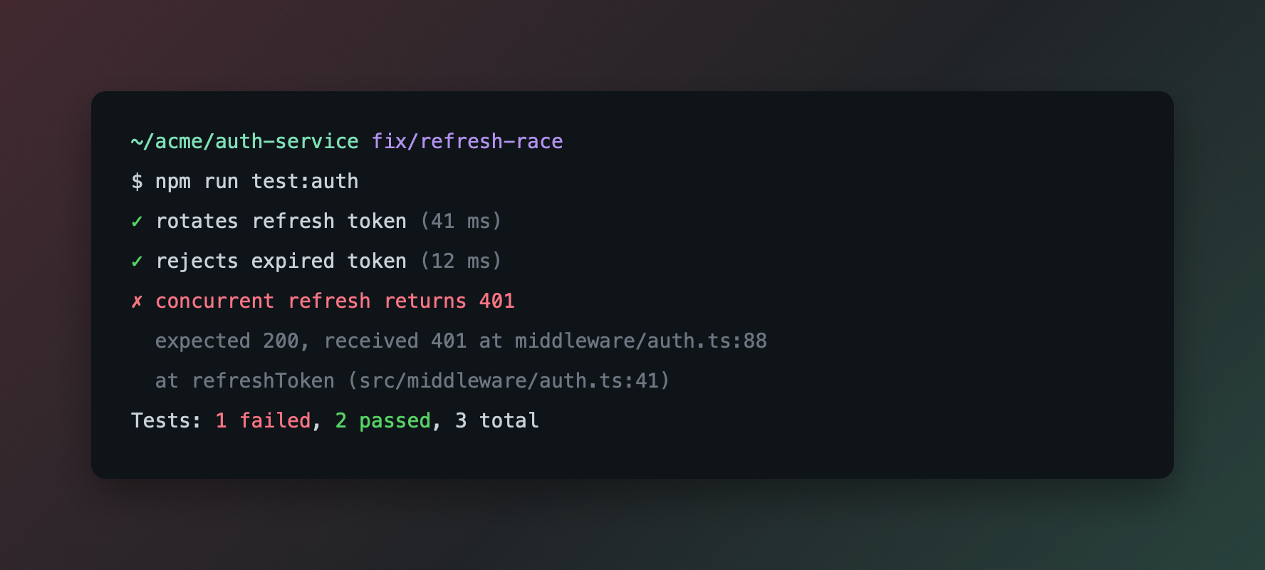 A terminal screenshot on a dark Auto-match background taken from the terminal’s own colours, with padding, rounded corners and a shadow.